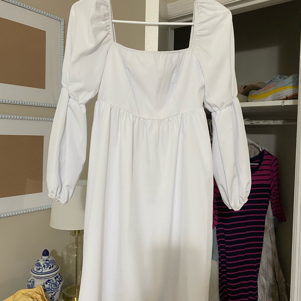 White Puff Sleeve Dress